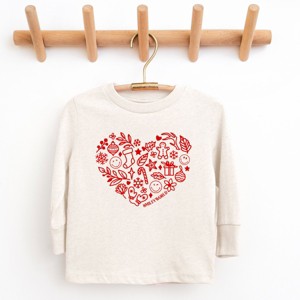 SmileyWorld Christmas Outline Heart - Youth Long Sleeve Graphic T-Shirt - 1 of 4