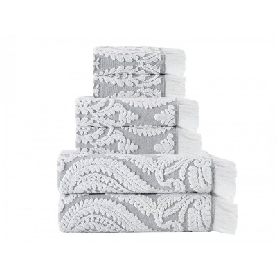 6pc Laina Turkish Cotton Bath Towel Set Silver - Enchante Home