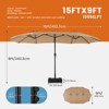 ELJGET 15FT Large Rectangle Patio Umbrella with Base, Outdoor Market Umbrella for Deck, Garden, Backyard & Poolside Shade Khaki - 4 of 4