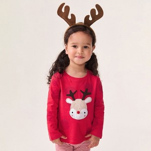 MyKids-Usa Spring and Autumn Girls Christmas Cartoon Pattern Long Sleeves Sweatshirt and Striped Pants Clothing Set - 1 of 4