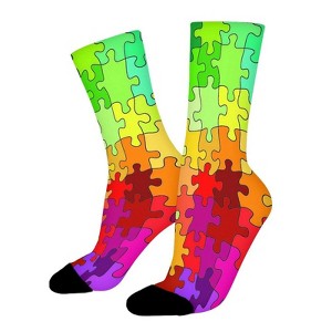 Color Puzzle Women Printed Crew Socks Funny Funky Socks Soft Polyester Novelty Gifts for Artists Men - 1 of 1