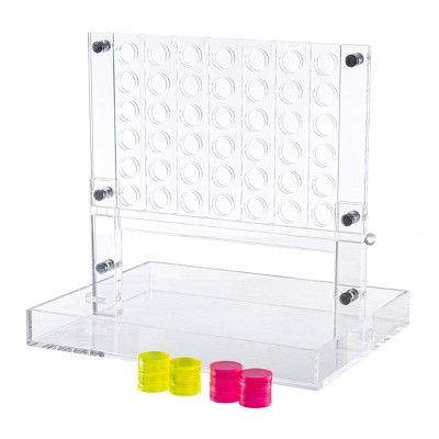 Trademark Games Acrylic 4 in a Row Game - Fun Strategy Game,Tabletop Decoration and Functional Desk Decor- Pink and Yellow