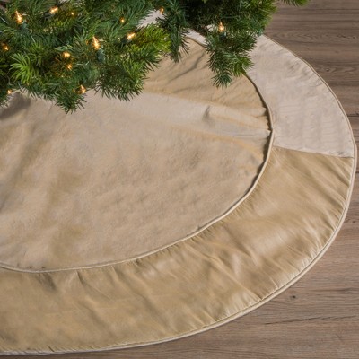 Champagne Polyester 54" Christmas Tree Skirt with Fabric Tie Closures
