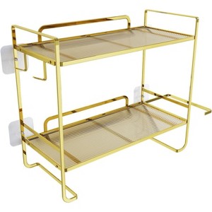 2-Tier Over Toilet Bathroom Organizer with Paper Holder, No Drilling Toilet Shelf Rack and Stand, Bathroom Organizer - 1 of 4