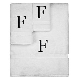 BC BARE COTTON Monogrammed Towel Set, Personalized Gift, Set of 3 - White - Black Block - 1 of 1