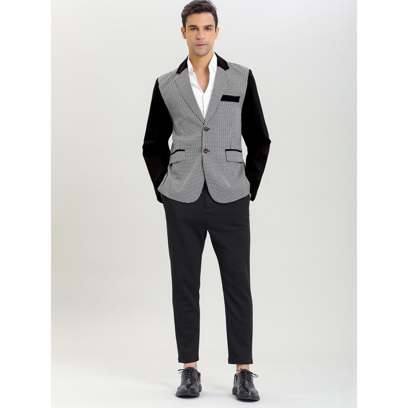Lars Amadeus Men's Plaid Pattern Button Down Slim Fit Casual Jacket Blazer, 2 of 7