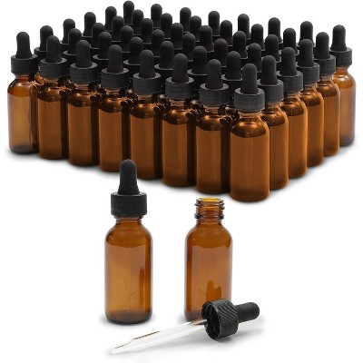 Juvale 48 Pack 1oz Amber Glass Bottles with Glass Droppers for Essential Oils and Perfumes