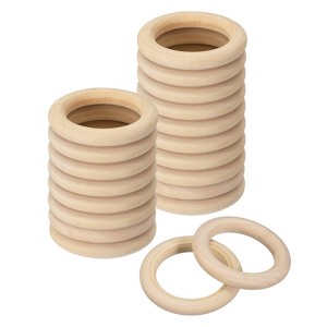 Unique Bargains DIY Crafting Natural Smooth Unfinished Wood Rings 20 Pcs - 1 of 4
