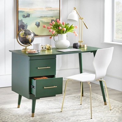 Leon Green Mid-Century Desk with Brass Accents