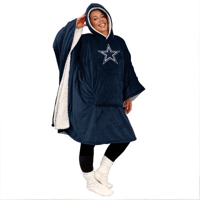 Nfl Dallas Cowboys Team Color Bloncho With Logo Patch And Sherpa