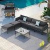 Coolbibila-6-Pieces Aluminum Patio Furniture Set, Sofa Set With Removable Olefin Extra Thick Cushions, Modern Metal Patio Furniture - 2 of 4