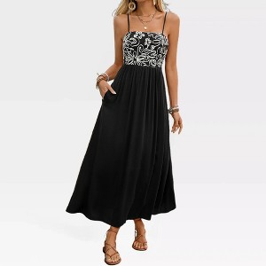 fitted lace wedding dress Tropical Print Strappy Maxi Dress main image 0