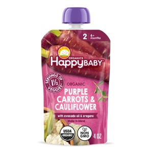 HappyBaby Organics Stage 2 Purple Carrots & Cauliflower with Avocado Oil & Oregano Baby Food Pouch - 4oz - 1 of 4