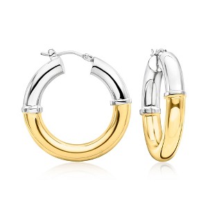 Ross-Simons Italian 2-Tone Sterling Silver Hoop Earrings - 1 of 4