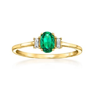 Pure Collection by Ross-Simons 0.40 Carat Lab-Grown Emerald Ring With Lab-Grown Diamonds in 18kt Gold Vermeil Size 7 - 1 of 4