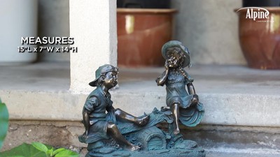 Alpine Boy and Girl Reading Together Statue