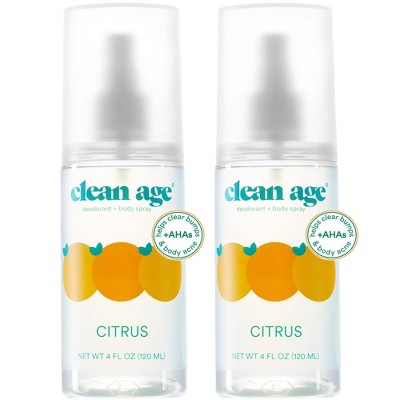 Clean Age Citrus AHA Body Spray + Deodorant for Teens - 4 fl oz/2pk