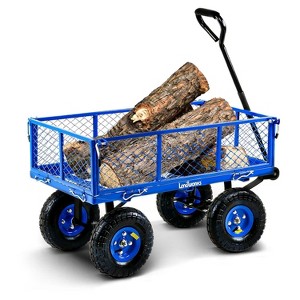 Landworks Heavy Duty Utility Wagon 400LB Capacity - For Hauling Wood, Tools, & Materials (Blue) - 1 of 4