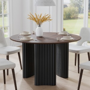 Spassway 46" Two-tone Round Oak Wood Dining Table with 3 Legs Modern Kitchen Table with Solid Wood Legs for Seats 4 - 1 of 4