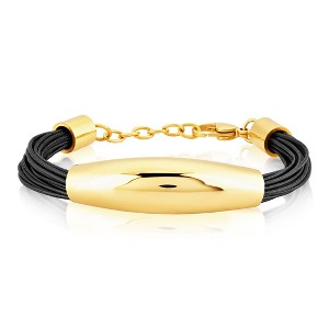 ELYA Women's Polished Elongated Tube Multi-Strand Leatherette Bracelet - 1 of 3