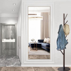 GlasFlength Full Length Mirrors Floor Standing Mirror Wall Mirror Rectangle Floor Mirrors Thin Frame for Living Room, Gold, 64"*13.7"*21" - 1 of 4