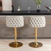 Lyngins Swivel Bar Stool Set of 2,Adjustable Height Barstools with Gold/Black/Silver Base,Tufted Back,Rivet Trim,Counter Stools for Home Pub,Kitchen - 2 of 4