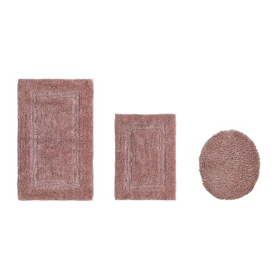 Lux Premium 100% Cotton  Ultra-Soft Tufted Solid Reversible 3 Piece Bath Rug Set, Water-Absorbent, Durable, Machine Washable Bathroom Rug
