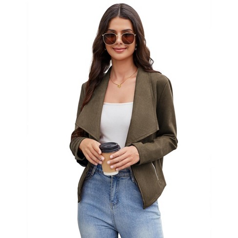 Faux suede open front jacket hotsell