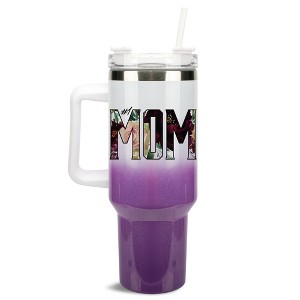 Elanze Designs #1 Mom Rose Floral Love Family 40 oz. Stainless Steel, Large Water Bottle Coffee Mug, Spill & Leak Resistant, Thermal Travel Tumbler - 1 of 1