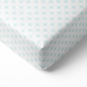 Bacati - Floral Petals Aqua Muslin 100 percent Cotton Universal Baby US Standard Crib or Toddler Bed Fitted Sheet - 1 of 4
