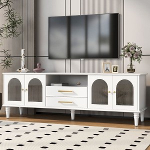 NicBex TV Stand for 75 Inch TV with 2 Drawers and 2 Cabinets,TV Entertainment Center with Fluted Glass Doors,TV Console Table for Living Room - 1 of 4