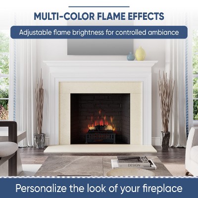 20-Inch Black Electric Fireplace Log Set with Faux Wood