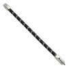 Black Bow Jewelry 7mm Stainless Steel, Black & Gray Braided Leather Bracelet, 8 Inch - 2 of 4