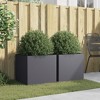 vidaXL Rectangular Planters - 2 Pcs Anthracite Steel Plant Boxes 19.3"x18.5"x18.1" for Garden, Patio Display - 3 of 4