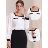 Allegra K Women's Contrast Long Sleeve Button Decor Front Square Neck Elegant Work Blouse - 2 of 4