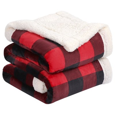 PiccoCasa Microfiber Plaid Fleece Buffalo Checker Flannel Reversible Plush Blanket