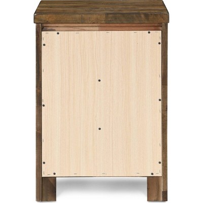 Rustic Brown 3-Drawer Wooden Nightstand with Beveled Handles