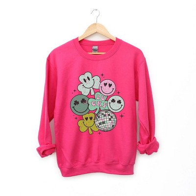 Simply Sage Market Women's Graphic Sweatshirt Lucky Smiley Disco