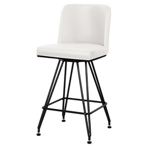 Bekrvio 26" Swivel Counter Height Bar Stools Set of 1/2/3/4, Faux Leather or Velvet Upholstered with V-Shaped Metal Base for Kitchen Island - 1 of 4