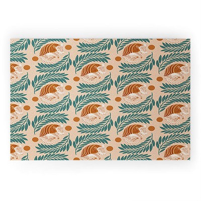 Jessica Molina Sleepy Armadillo Burnt Orange 36" x 24" Welcome Mat - Society6