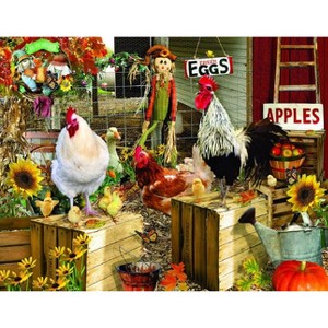 Sunsout Chickens on the Farm 1000 pc Large Pieces Thanksgiving Jigsaw Puzzle 34896 - 1 of 4