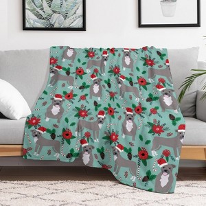 Pitbull Christmas Floral Christmas Throw Blanket Soft Fleece Christmas Blanket Cozy Flannel Throw for Couch Bed 50x60 inches - 1 of 1