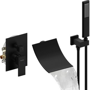 PAGED Waterfall Shower Head with Handheld Shower Faucet Set with High Flow Wall Mount Tub Faucet for Bathroom, Restroom - 1 of 4