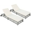 VisioGear 2PCS Outdoor Rattan Lounge Chair, Patio Chaise Lounge with 5-Position Backrest, Cushion and Wheels, Grey&Beige, 76.4"*25.2"*41.3" - 2 of 4