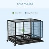 Heavy Duty Dog Crate Metal Cage Kennel, Strong Steel Frame Pet Cage with Lockable Wheels & Removable Tray, Black - Nertpow - 2 of 4