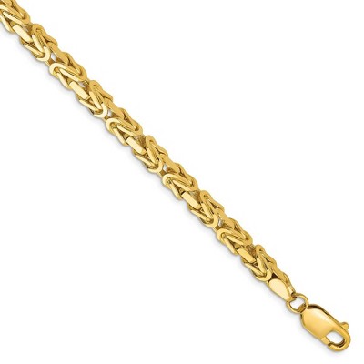 Black Bow Jewelry 4mm, 14k Yellow Gold, Solid Byzantine Chain Bracelet