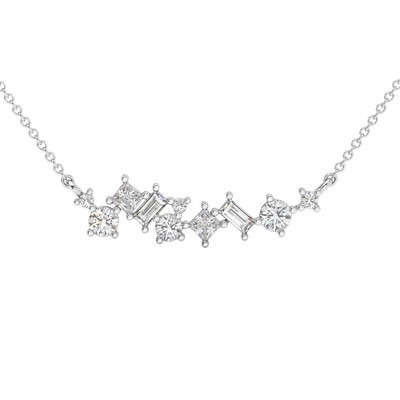 Pompeii3 1Ct TW Diamond Mixed Fancy Shape Designer Necklace 14k Gold Lab Created Pendant