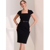 Allegra K Women's Vintage Cap Sleeve Belted Square Neck Sheath Dress - 2 of 4