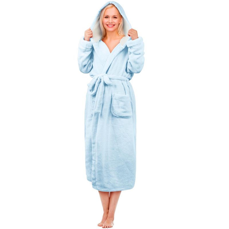 Tirrinia Bathrobe for Women with Hood Fleece Lined, Hooded Fleece Robe Long Plush Fuzzy Bathrobe, Gifts, 1 of 7