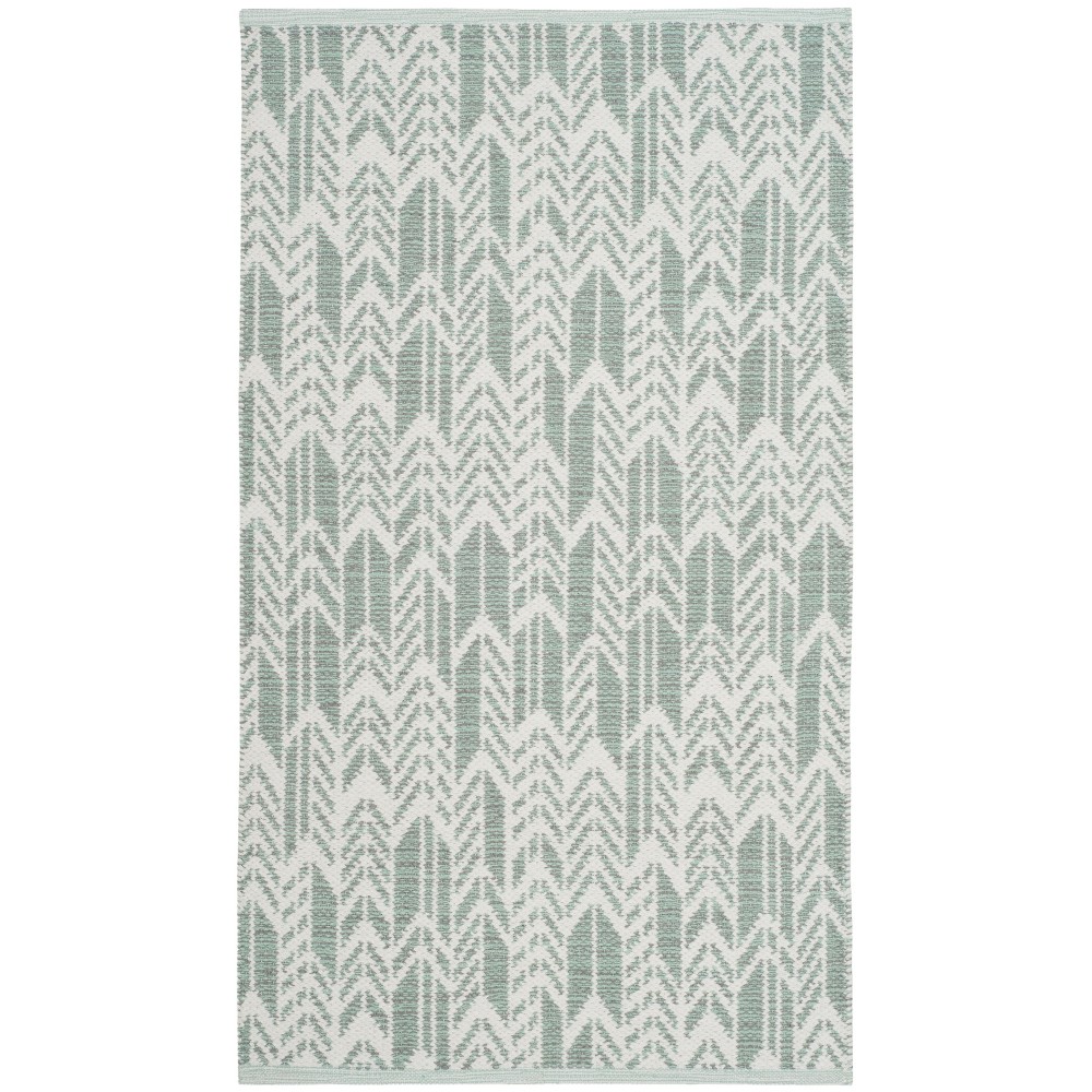 2'3inx7' Runner Woven Geometric Rug Light Green/Ivory - Safavieh